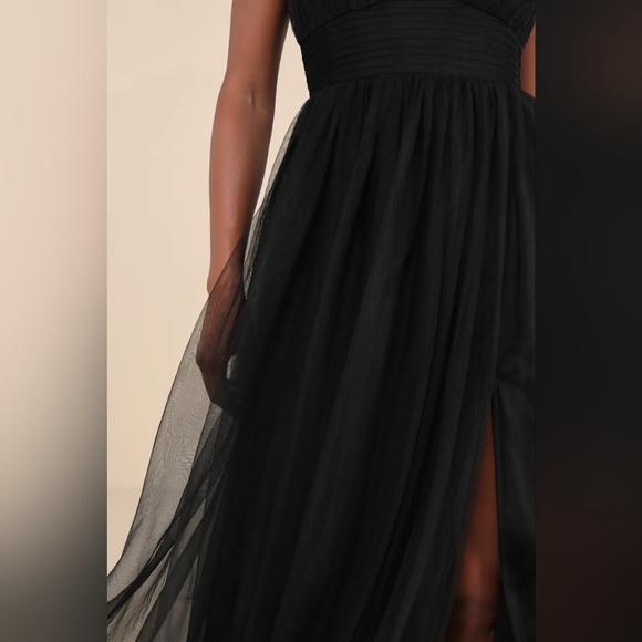 Lulus Convincingly Graceful Black Tulle Sleeveless Maxi Dress Wedding Party Prom - Picture 5 of 9